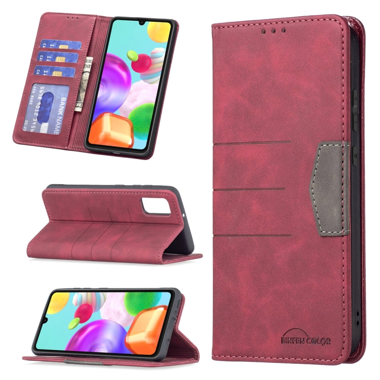 For Samsung Galaxy A41 Magnetic Splicing Leather Phone Case
