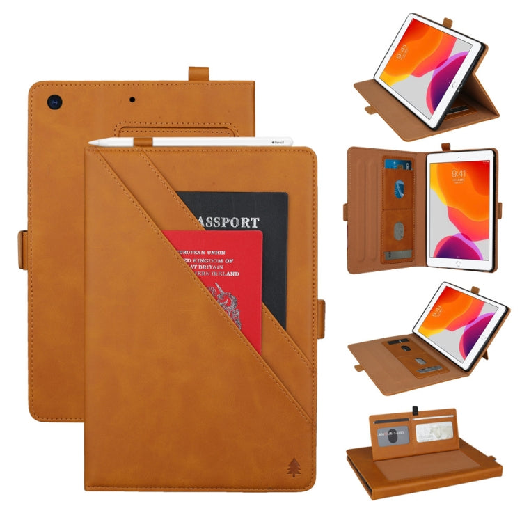 For iPad 10.2 2021 / 2020 / 2019 Horizontal Flip Double Brackets PU Leather Case with Card Slots & Photo Frame & Pen Slot