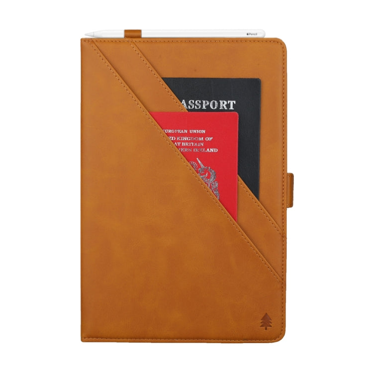 For iPad 10.2 2021 / 2020 / 2019 Horizontal Flip Double Brackets PU Leather Case with Card Slots & Photo Frame & Pen Slot