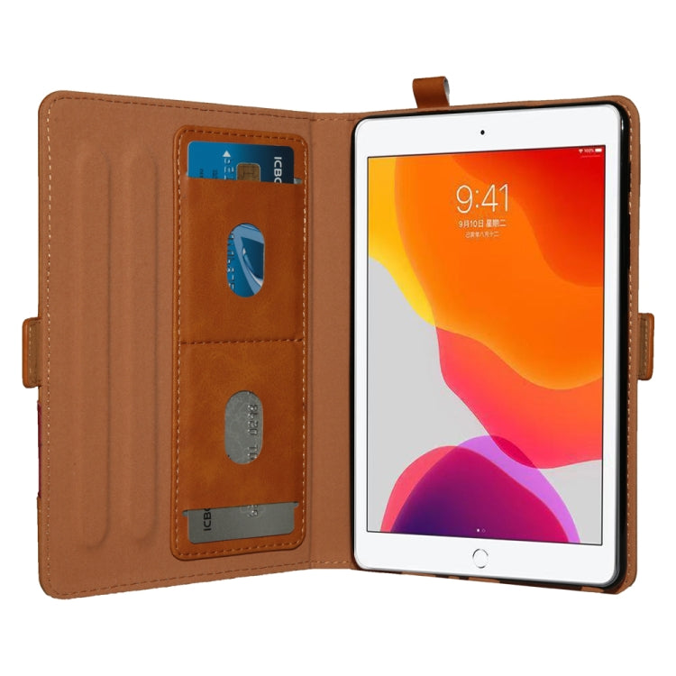 For iPad 10.2 2021 / 2020 / 2019 Horizontal Flip Double Brackets PU Leather Case with Card Slots & Photo Frame & Pen Slot
