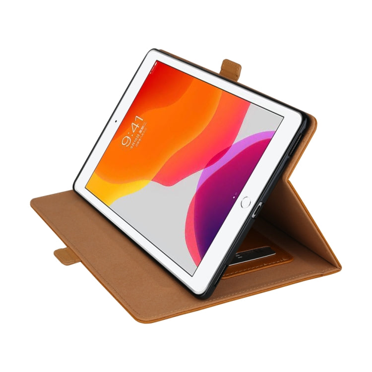 For iPad 10.2 2021 / 2020 / 2019 Horizontal Flip Double Brackets PU Leather Case with Card Slots & Photo Frame & Pen Slot