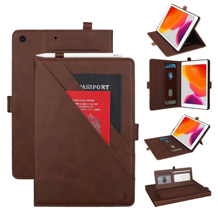 For iPad 10.2 2021 / 2020 / 2019 Horizontal Flip Double Brackets PU Leather Case with Card Slots & Photo Frame & Pen Slot