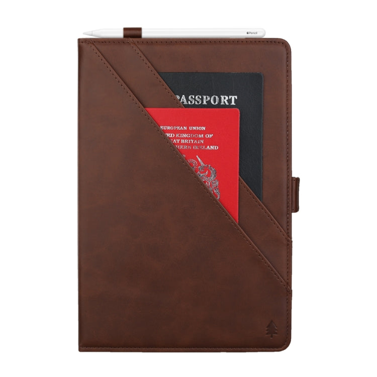 For iPad 10.2 2021 / 2020 / 2019 Horizontal Flip Double Brackets PU Leather Case with Card Slots & Photo Frame & Pen Slot