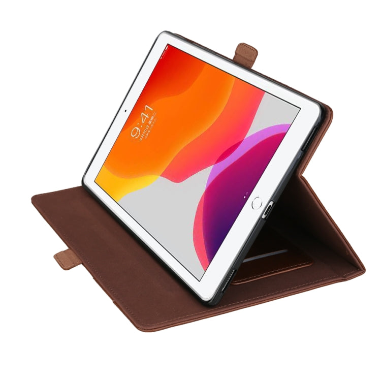 For iPad 10.2 2021 / 2020 / 2019 Horizontal Flip Double Brackets PU Leather Case with Card Slots & Photo Frame & Pen Slot