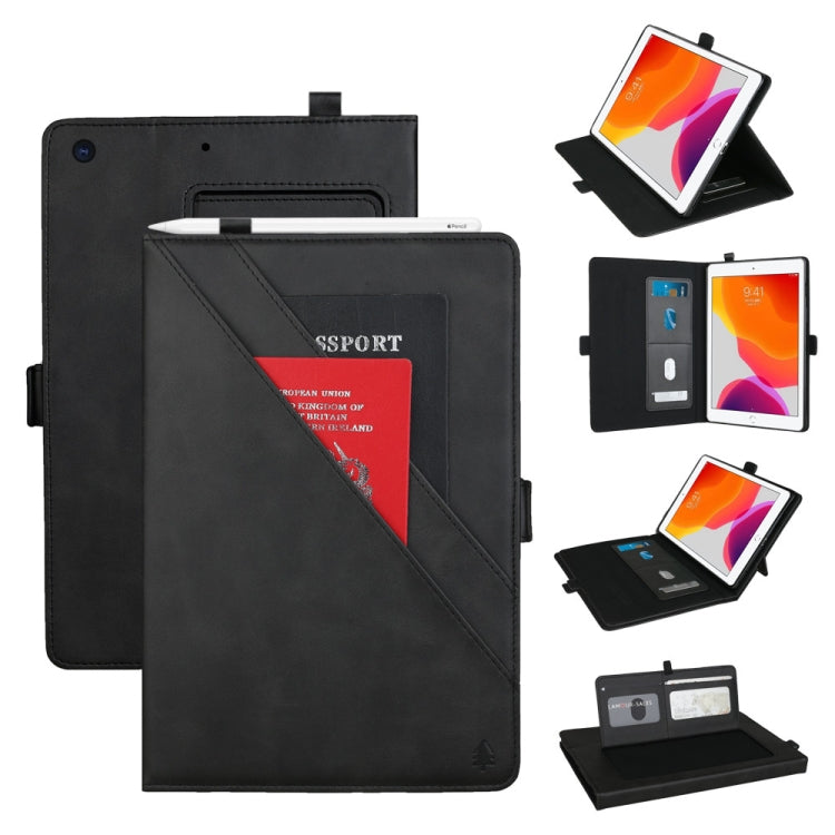 For iPad 10.2 2021 / 2020 / 2019 Horizontal Flip Double Brackets PU Leather Case with Card Slots & Photo Frame & Pen Slot