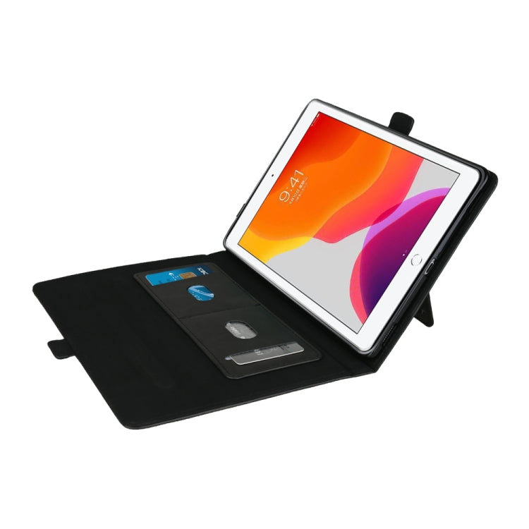For iPad 10.2 2021 / 2020 / 2019 Horizontal Flip Double Brackets PU Leather Case with Card Slots & Photo Frame & Pen Slot