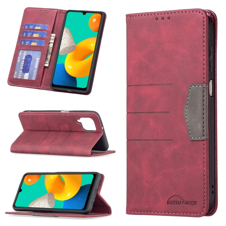 For Samsung Galaxy M32 Magnetic Splicing Leather Phone Case