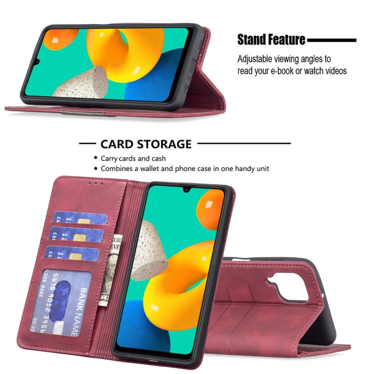 For Samsung Galaxy M32 Magnetic Splicing Leather Phone Case