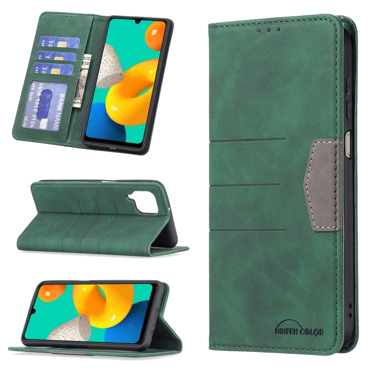 For Samsung Galaxy M32 Magnetic Splicing Leather Phone Case