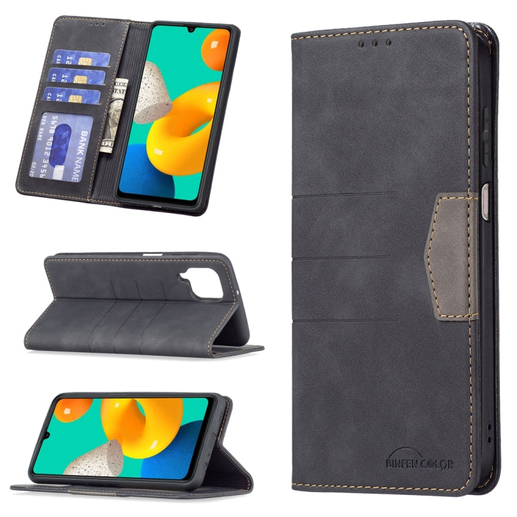 For Samsung Galaxy M32 Magnetic Splicing Leather Phone Case