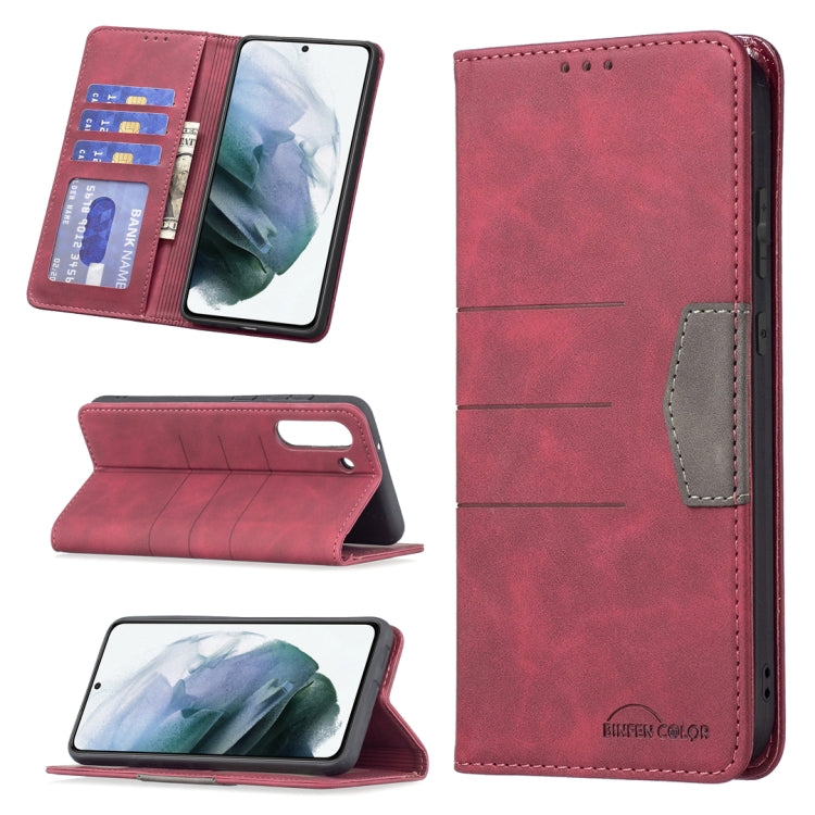 For Samsung Galaxy S21 FE 5G Magnetic Splicing Leather Phone Case