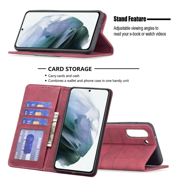 For Samsung Galaxy S21 FE 5G Magnetic Splicing Leather Phone Case