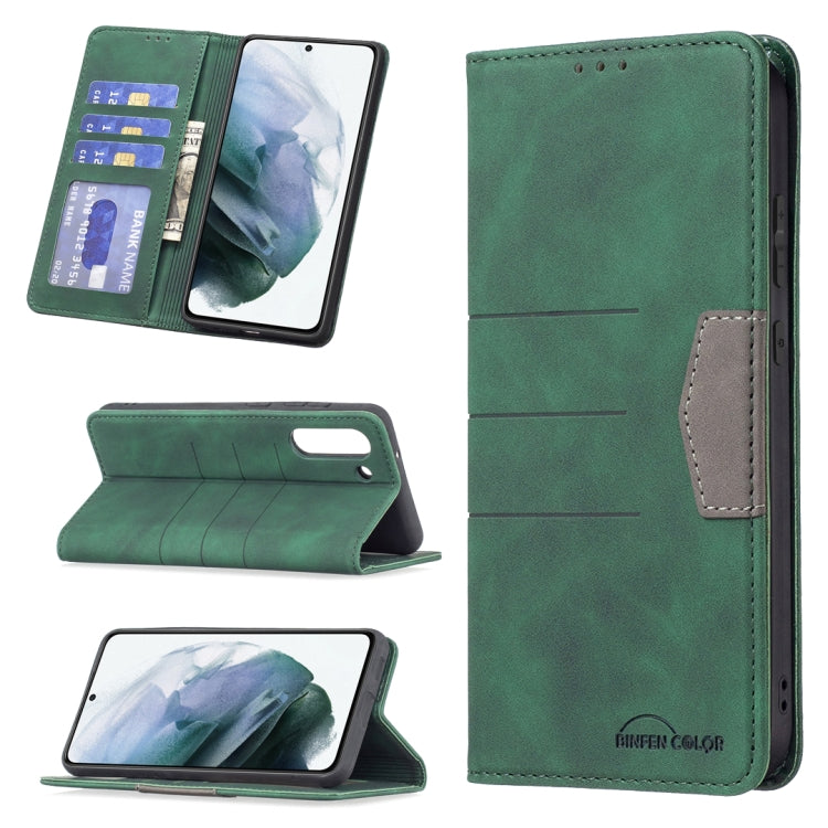 For Samsung Galaxy S21 FE 5G Magnetic Splicing Leather Phone Case