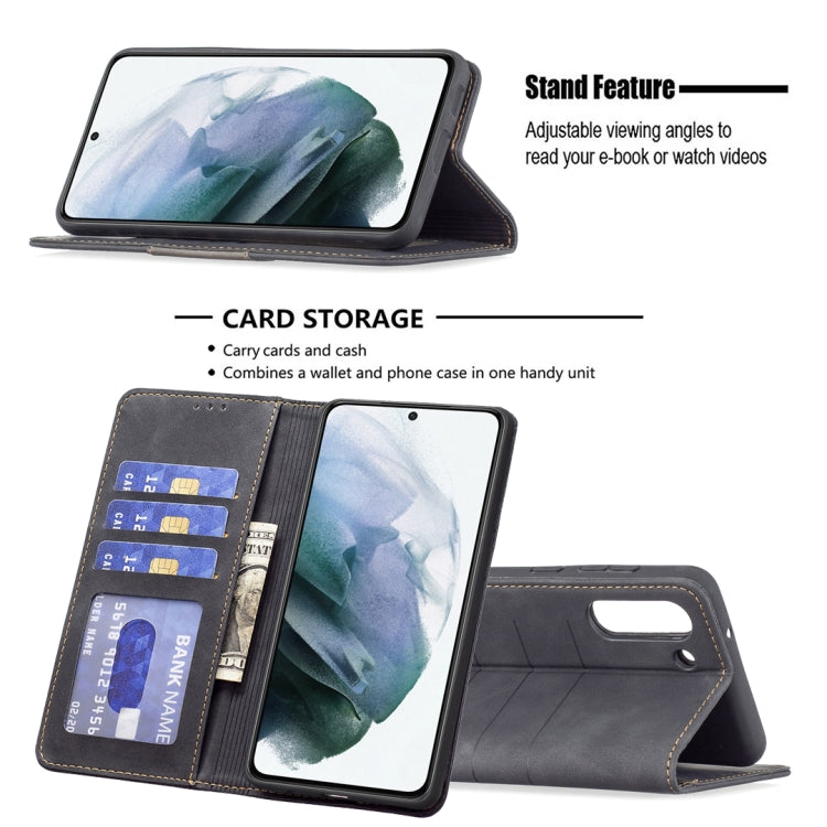 For Samsung Galaxy S21 FE 5G Magnetic Splicing Leather Phone Case