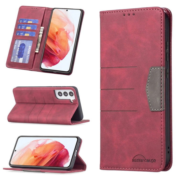 For Samsung Galaxy S21 5G Magnetic Splicing Leather Phone Case