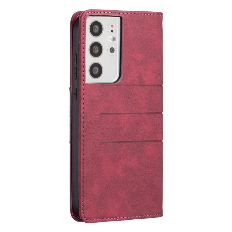For Samsung Galaxy S21 Ultra 5G Magnetic Splicing Leather Phone Case