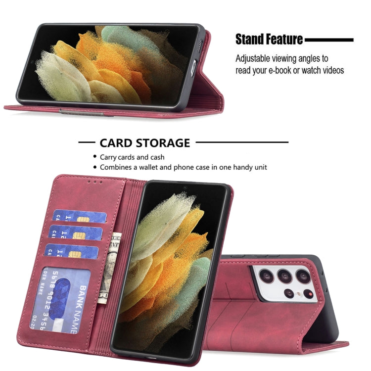 For Samsung Galaxy S21 Ultra 5G Magnetic Splicing Leather Phone Case