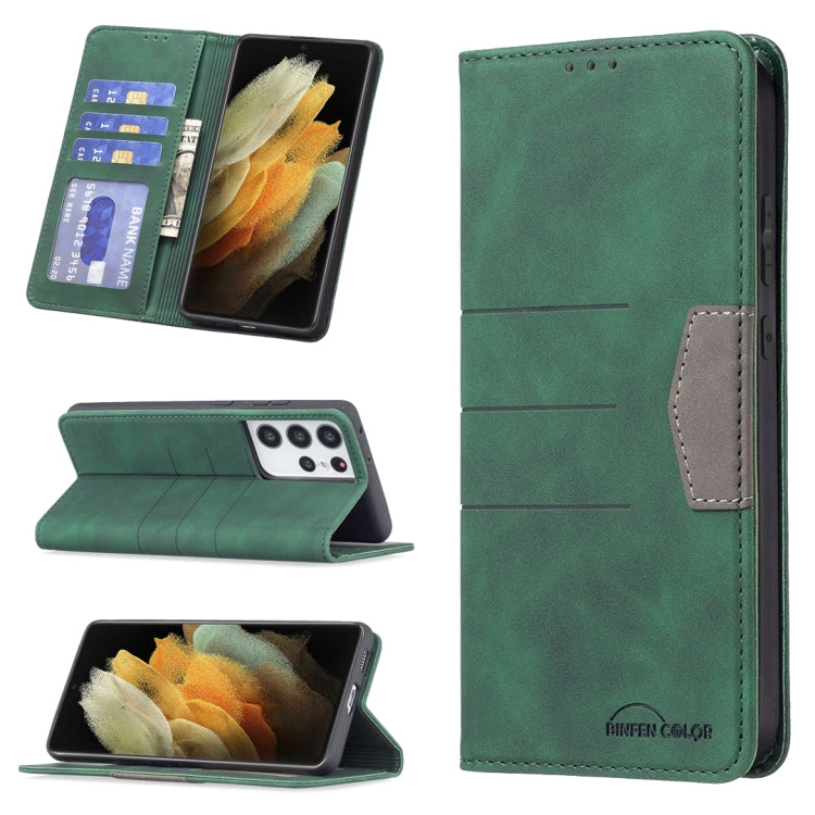 For Samsung Galaxy S21 Ultra 5G Magnetic Splicing Leather Phone Case