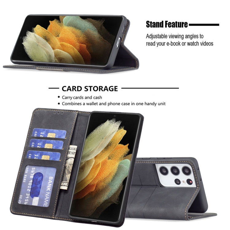 For Samsung Galaxy S21 Ultra 5G Magnetic Splicing Leather Phone Case