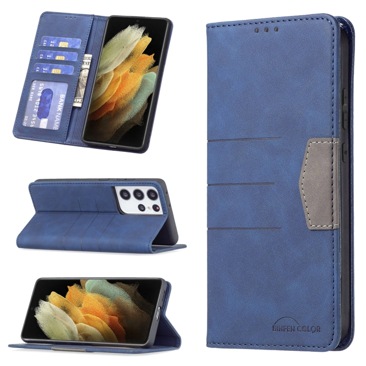 For Samsung Galaxy S21 Ultra 5G Magnetic Splicing Leather Phone Case