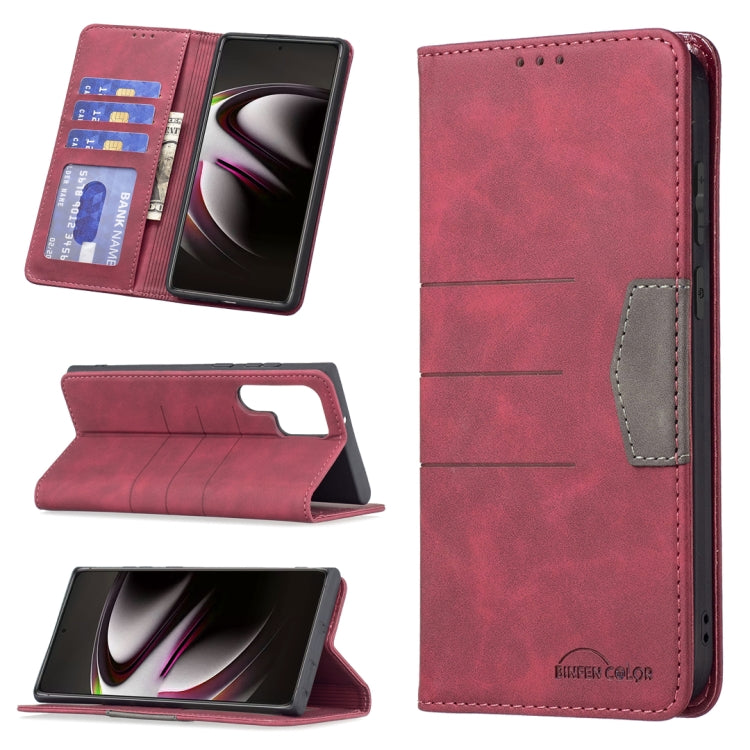 For Samsung Galaxy S22 Ultra 5G Magnetic Splicing Leather Phone Case