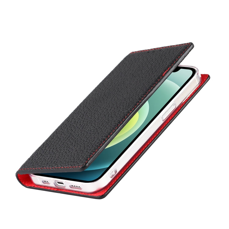 For iPhone 13 Litchi Texture Genuine Leather Phone Case With Lanyard & Holder & Card Slots & Wallet