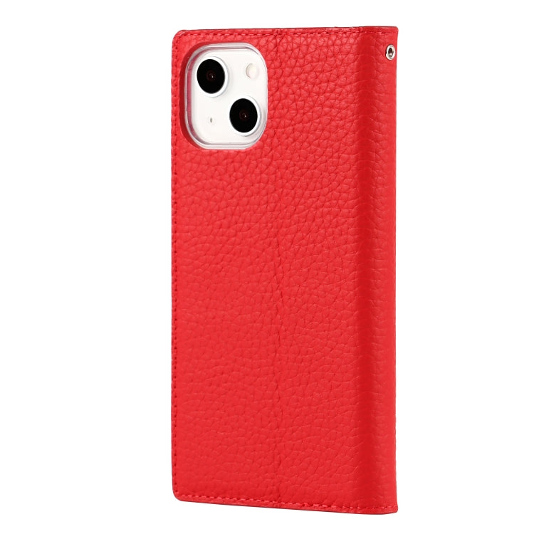 For iPhone 13 Litchi Texture Genuine Leather Phone Case With Lanyard & Holder & Card Slots & Wallet