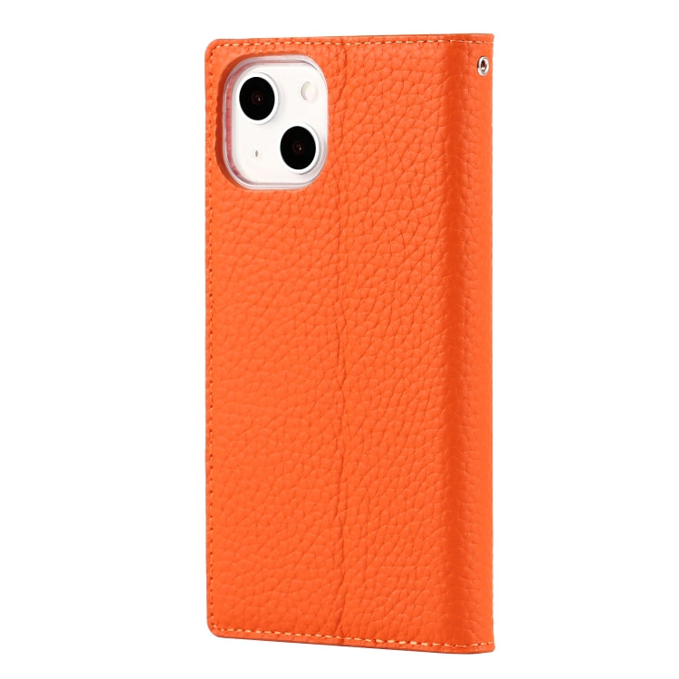 For iPhone 13 Litchi Texture Genuine Leather Phone Case With Lanyard & Holder & Card Slots & Wallet
