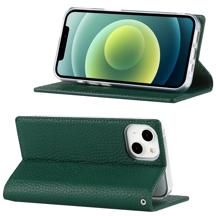 For iPhone 13 Litchi Texture Genuine Leather Phone Case With Lanyard & Holder & Card Slots & Wallet