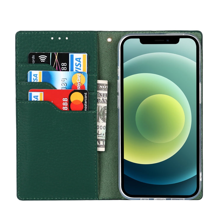 For iPhone 13 Litchi Texture Genuine Leather Phone Case With Lanyard & Holder & Card Slots & Wallet