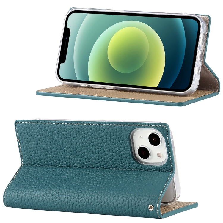For iPhone 13 Litchi Texture Genuine Leather Phone Case With Lanyard & Holder & Card Slots & Wallet