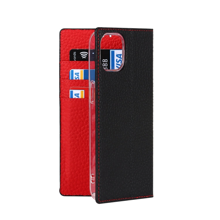 For iPhone 13 mini Litchi Texture Genuine Leather Phone Case With Lanyard & Holder & Card Slots & Wallet