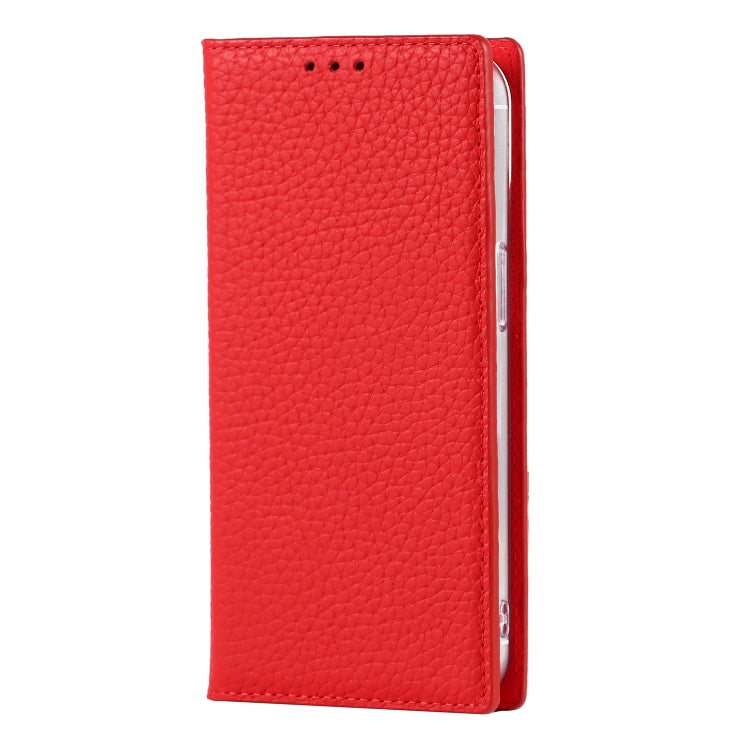 For iPhone 13 mini Litchi Texture Genuine Leather Phone Case With Lanyard & Holder & Card Slots & Wallet