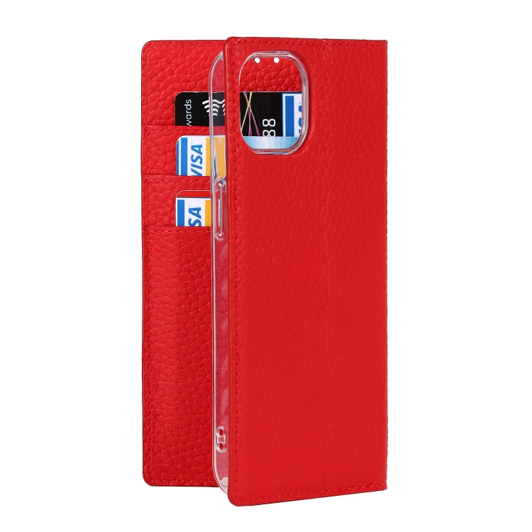 For iPhone 13 mini Litchi Texture Genuine Leather Phone Case With Lanyard & Holder & Card Slots & Wallet