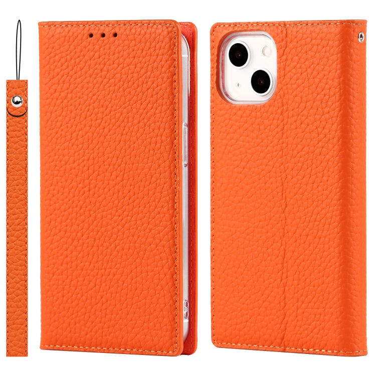 For iPhone 13 mini Litchi Texture Genuine Leather Phone Case With Lanyard & Holder & Card Slots & Wallet
