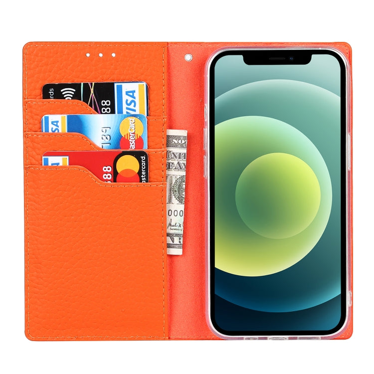 For iPhone 13 mini Litchi Texture Genuine Leather Phone Case With Lanyard & Holder & Card Slots & Wallet