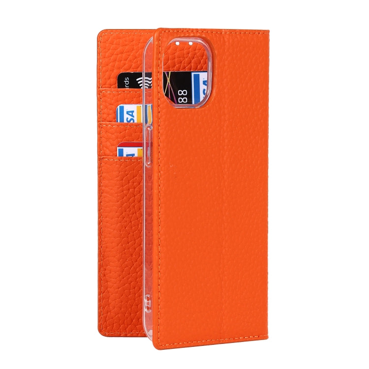 For iPhone 13 mini Litchi Texture Genuine Leather Phone Case With Lanyard & Holder & Card Slots & Wallet