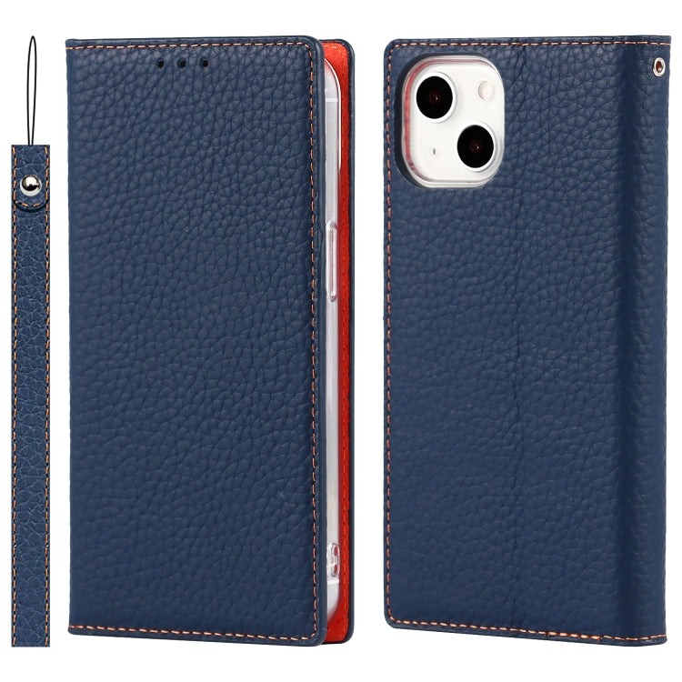 For iPhone 13 mini Litchi Texture Genuine Leather Phone Case With Lanyard & Holder & Card Slots & Wallet