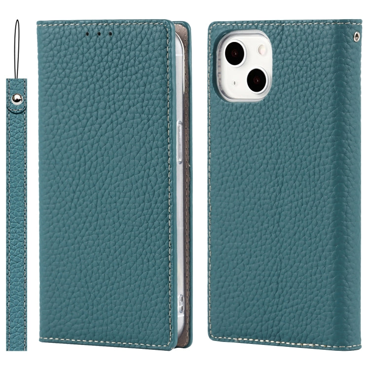For iPhone 13 mini Litchi Texture Genuine Leather Phone Case With Lanyard & Holder & Card Slots & Wallet