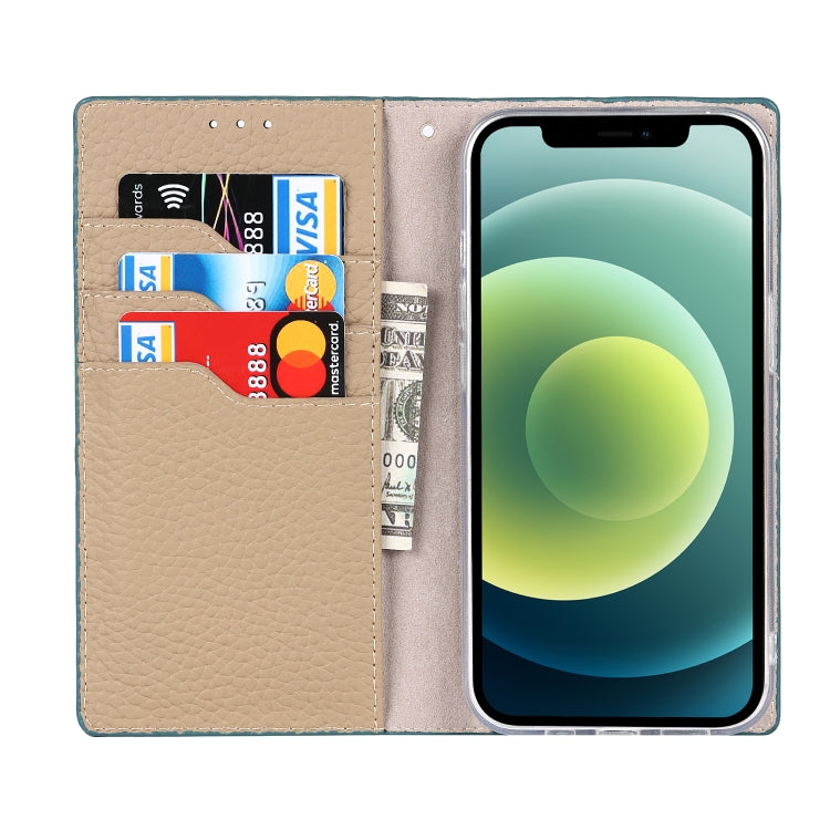 For iPhone 13 mini Litchi Texture Genuine Leather Phone Case With Lanyard & Holder & Card Slots & Wallet