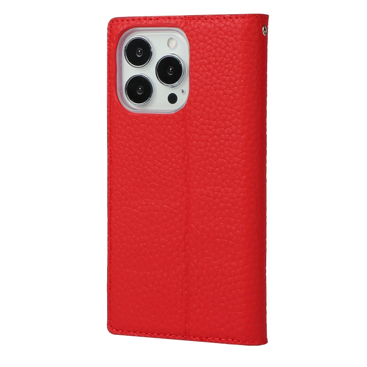 For iPhone 13 Pro Litchi Texture Genuine Leather Phone Case With Lanyard & Holder & Card Slots & Wallet