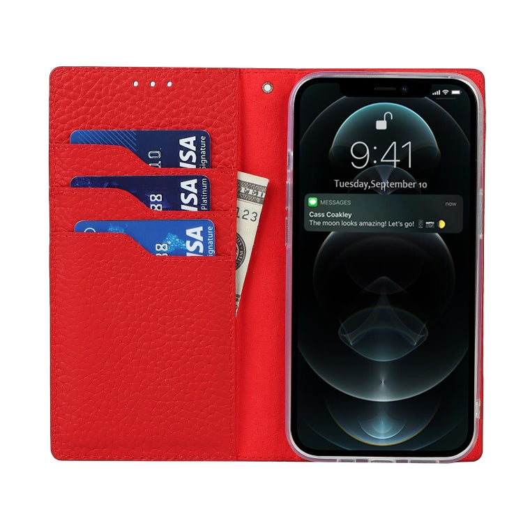 For iPhone 13 Pro Litchi Texture Genuine Leather Phone Case With Lanyard & Holder & Card Slots & Wallet