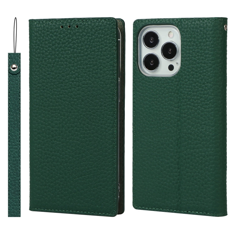 For iPhone 13 Pro Litchi Texture Genuine Leather Phone Case With Lanyard & Holder & Card Slots & Wallet