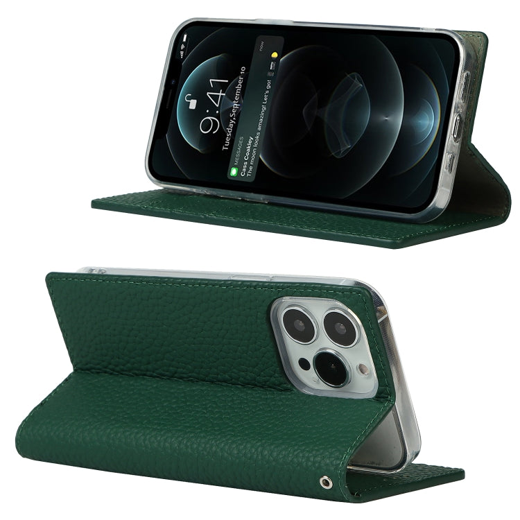For iPhone 13 Pro Litchi Texture Genuine Leather Phone Case With Lanyard & Holder & Card Slots & Wallet