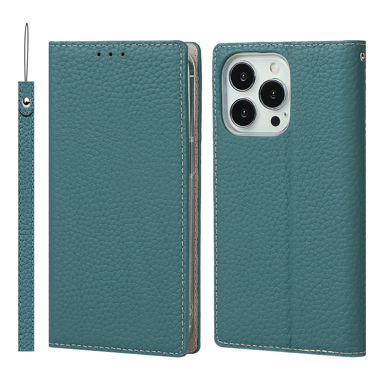 For iPhone 13 Pro Litchi Texture Genuine Leather Phone Case With Lanyard & Holder & Card Slots & Wallet