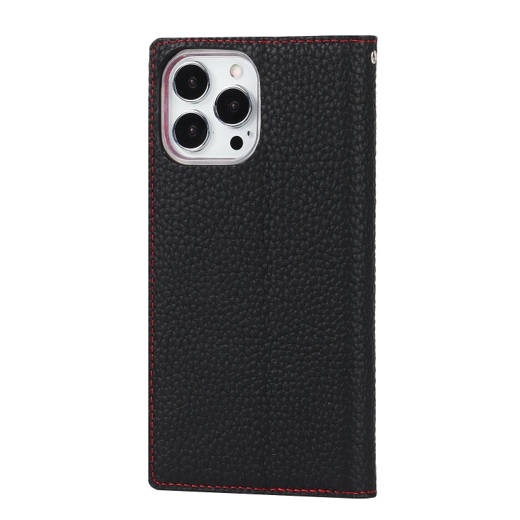 For iPhone 13 Pro Max Litchi Texture Genuine Leather Phone Case With Lanyard & Holder & Card Slots & Wallet