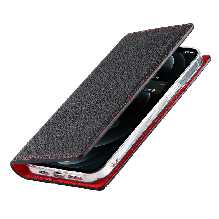 For iPhone 13 Pro Max Litchi Texture Genuine Leather Phone Case With Lanyard & Holder & Card Slots & Wallet