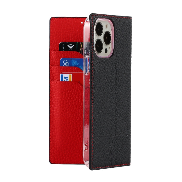 For iPhone 13 Pro Max Litchi Texture Genuine Leather Phone Case With Lanyard & Holder & Card Slots & Wallet