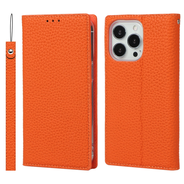 For iPhone 13 Pro Max Litchi Texture Genuine Leather Phone Case With Lanyard & Holder & Card Slots & Wallet