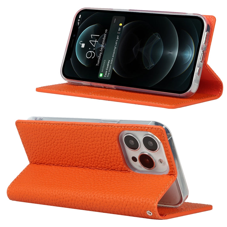 For iPhone 13 Pro Max Litchi Texture Genuine Leather Phone Case With Lanyard & Holder & Card Slots & Wallet